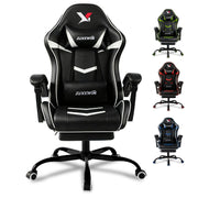 Small Gaming Chair Black and White, Comfortable Gaming Chair with Footrest