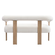 Christopher Knight Home Celen Modern Boucle Fabric Upholstered Loveseat with Round Armrest and Rubberwood Frame, Comfy Living Room 2-Seater Sofa, Space-Saving Couch for Hotel/Apartment, Beige+Natural