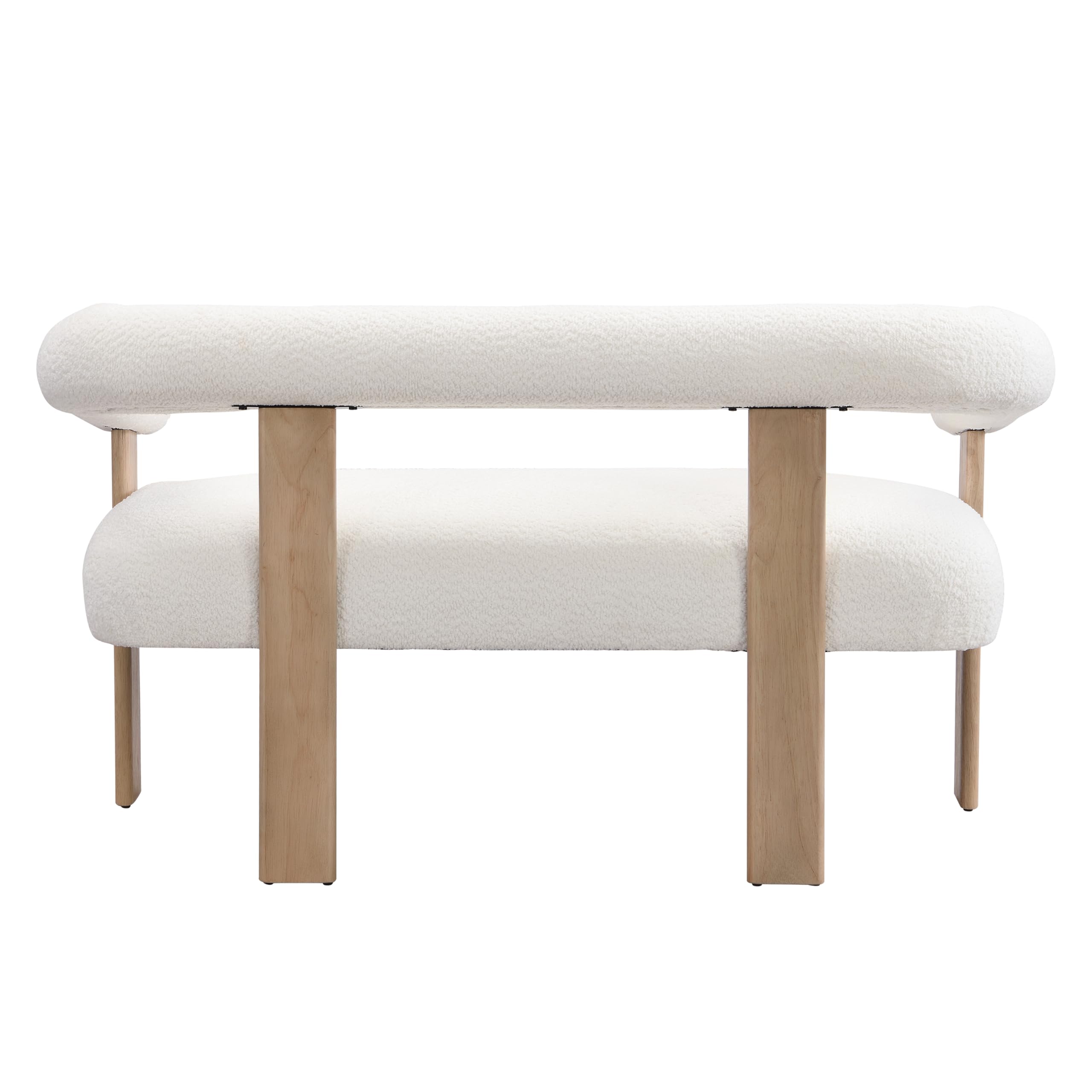 Christopher Knight Home Celen Modern Boucle Fabric Upholstered Loveseat with Round Armrest and Rubberwood Frame, Comfy Living Room 2-Seater Sofa, Space-Saving Couch for Hotel/Apartment, Beige+Natural