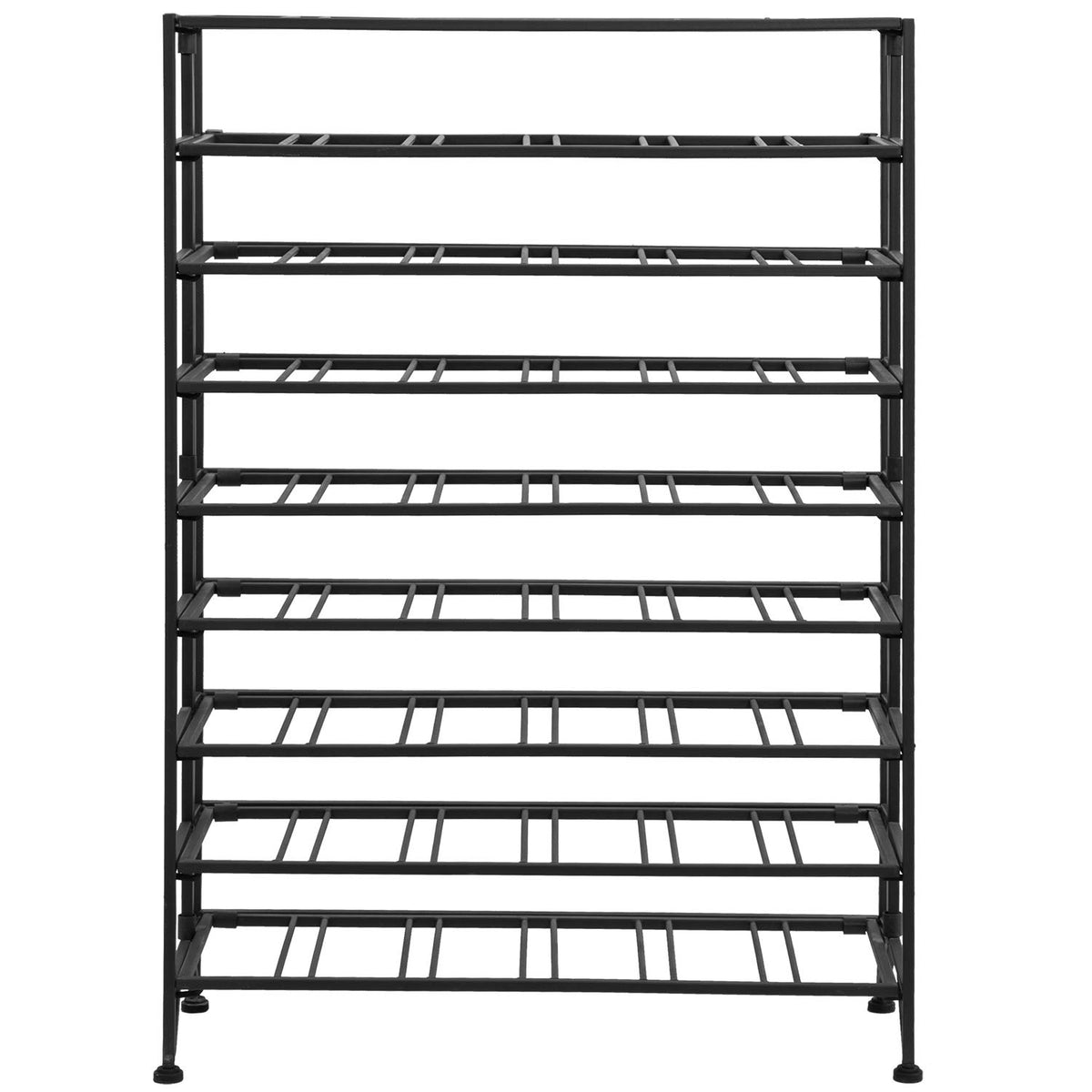 MyGift Gray Metal Wine Rack Floor Stand 9 Tier Bottle Storage Shelf