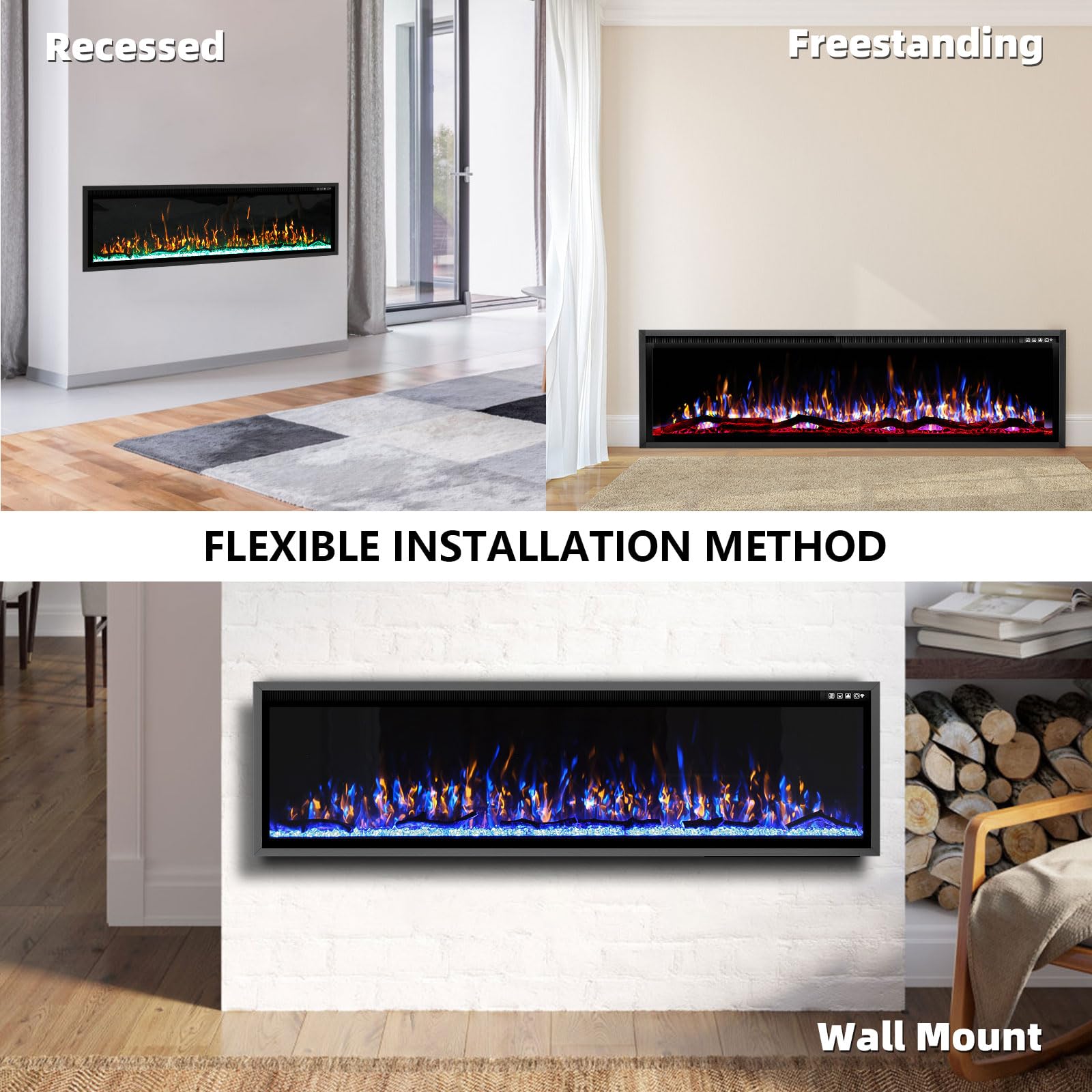 Linear Electric Fireplace – Recessed & Wall Mounted