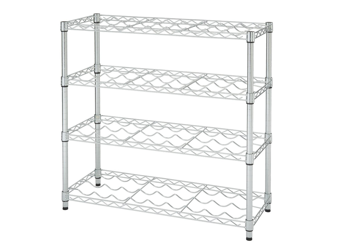 TRINITY 4-Tier Adjustable Metal Wire Wine Rack, EcoStorage Chrome, NSF