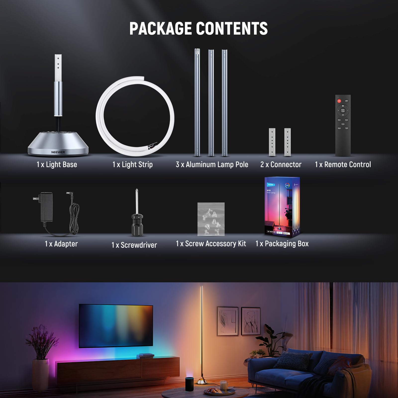 RGB IC Smart Floor Lamp with AI Lighting