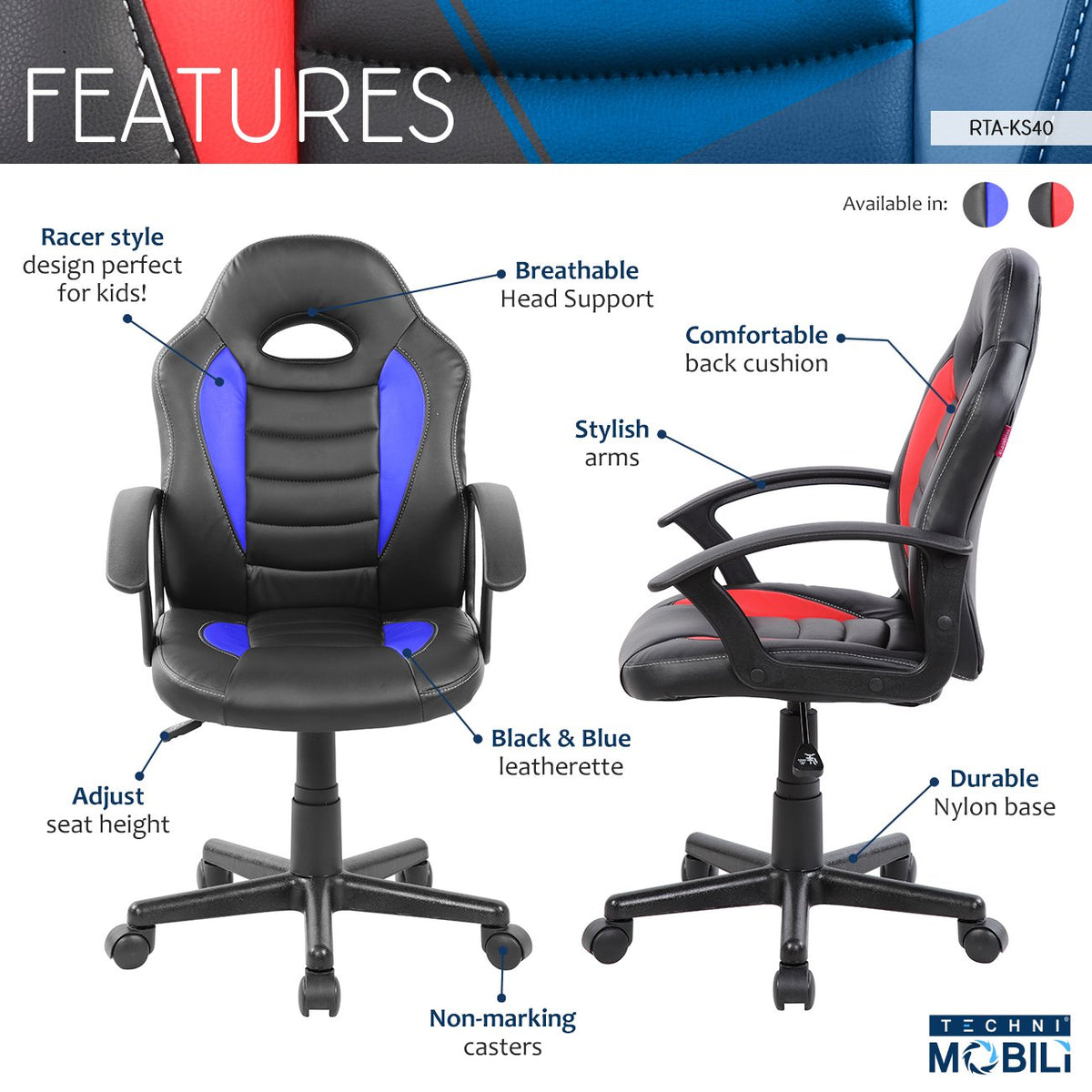 Kids Adjustable Racing Gaming Chair