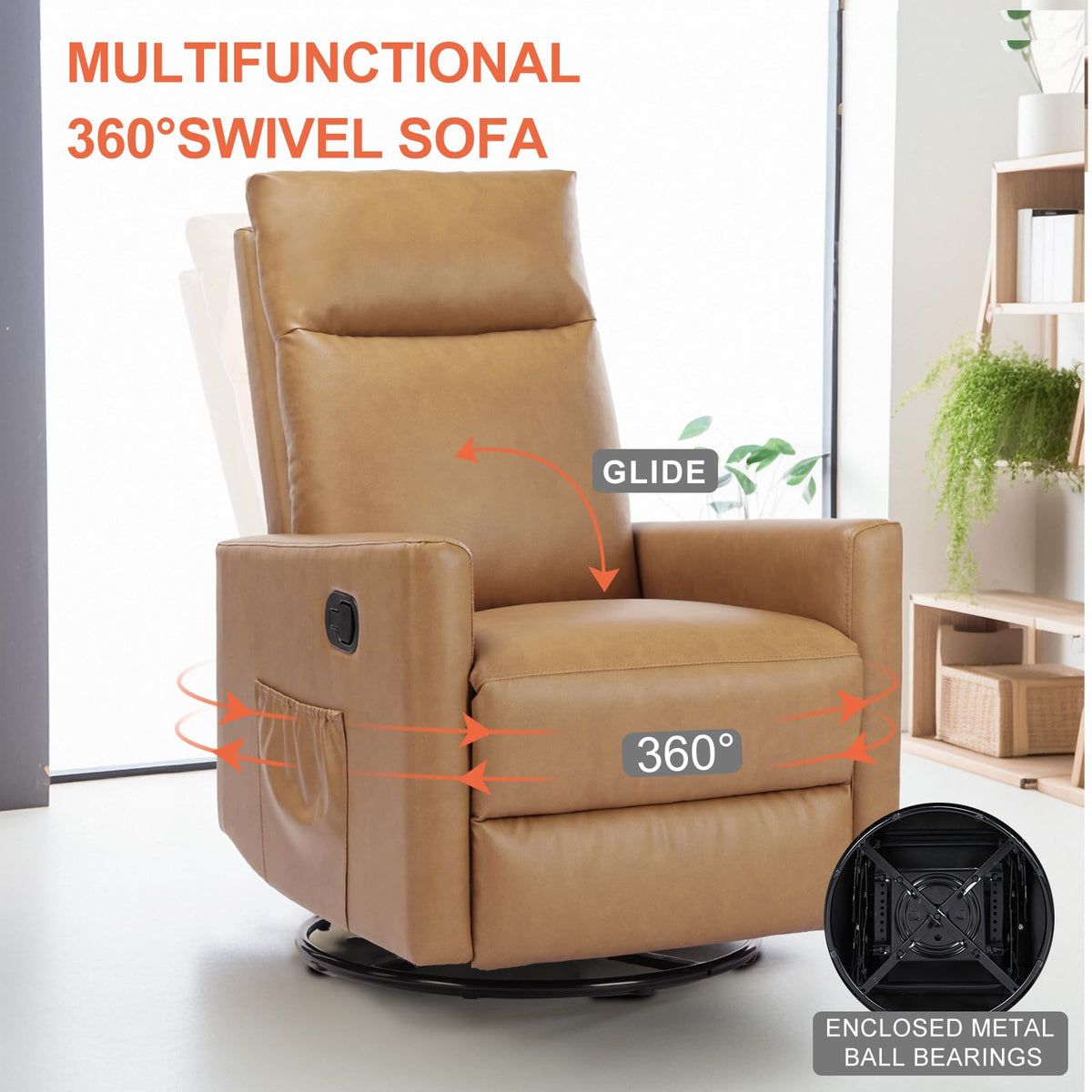Brown Swivel Glider Recliner