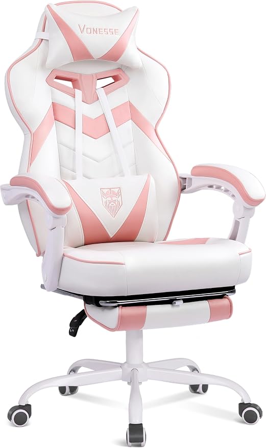 Reclining Massage Gaming Chair with Footrest