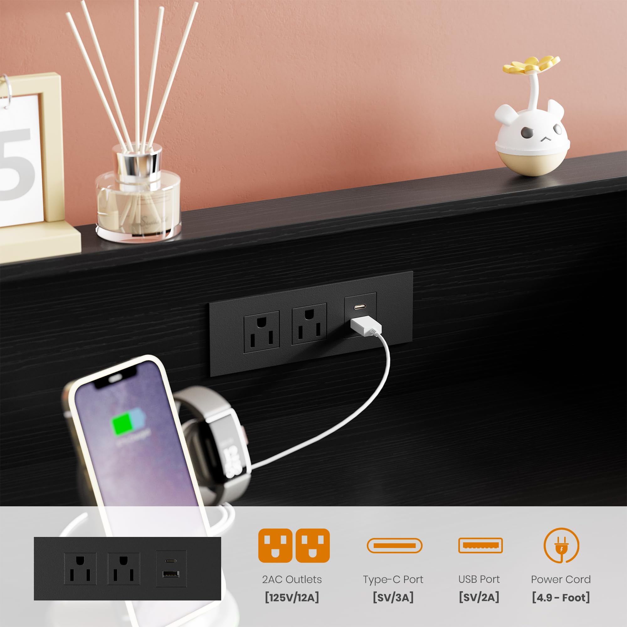 9-Drawer Dresser with LED Light & Charging Station