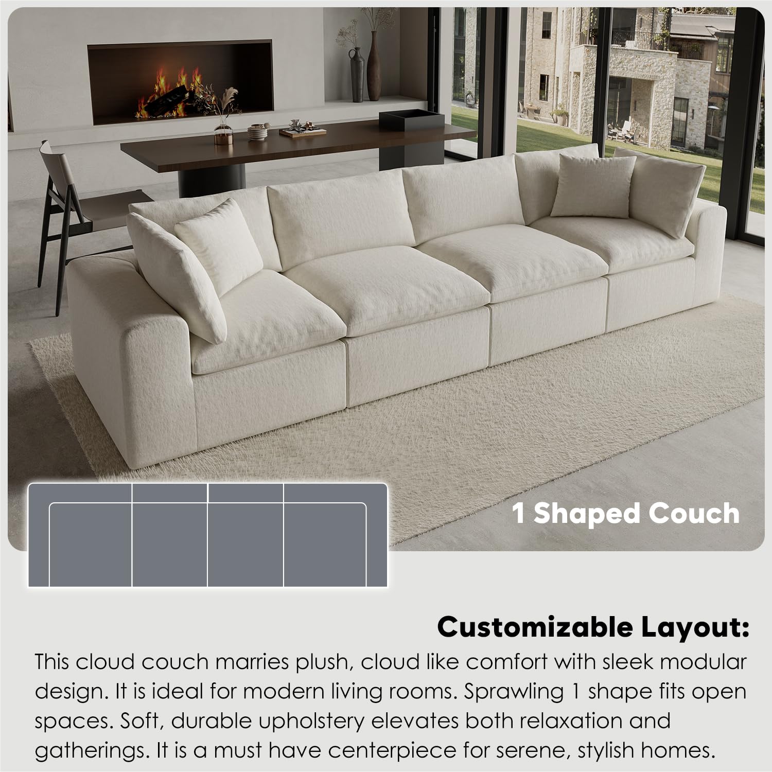 Modular L-Shaped Sectional Sofa with Deep Seat