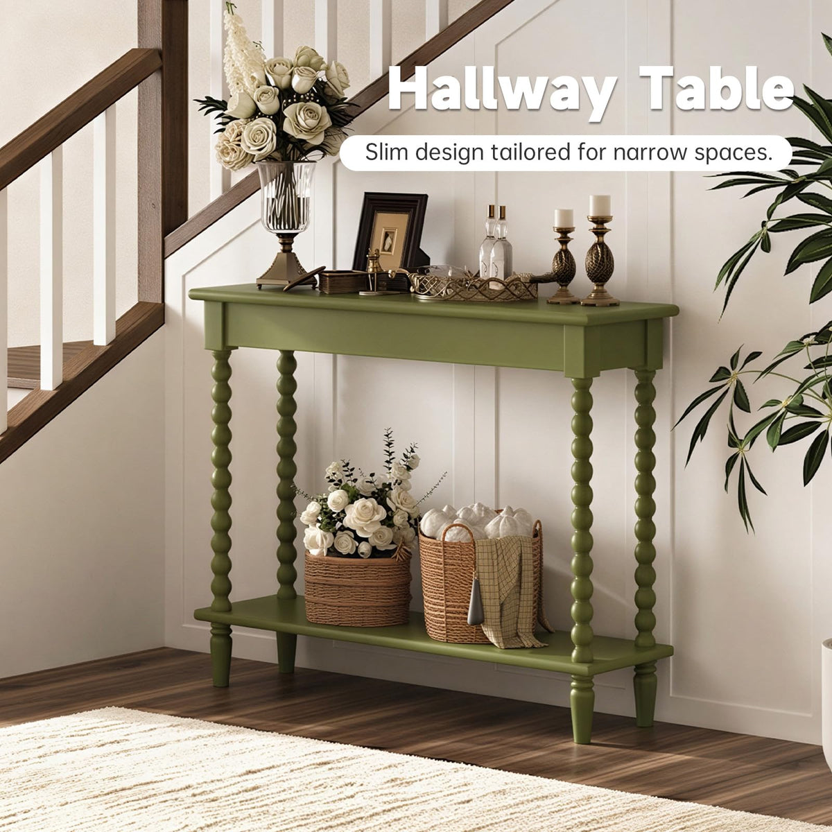 Green Bobbin Console Table