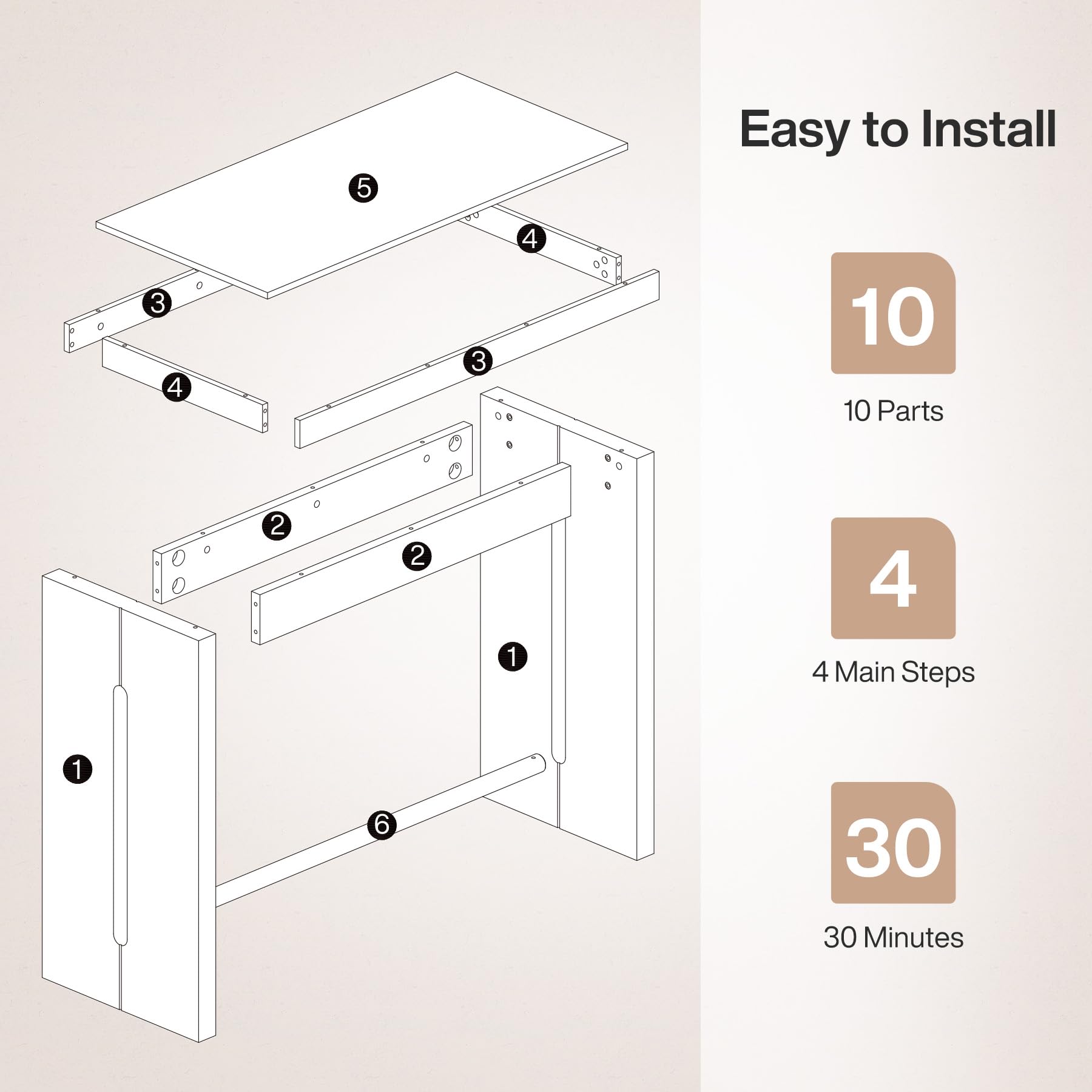 Tribesigns Bar Table, 41.3" Counter Height Pub Table with Metal Footrest, Rectangular High Top Table for Home Kitchen, Dining Room, Bistro, Narrow Space, Rustic Brown