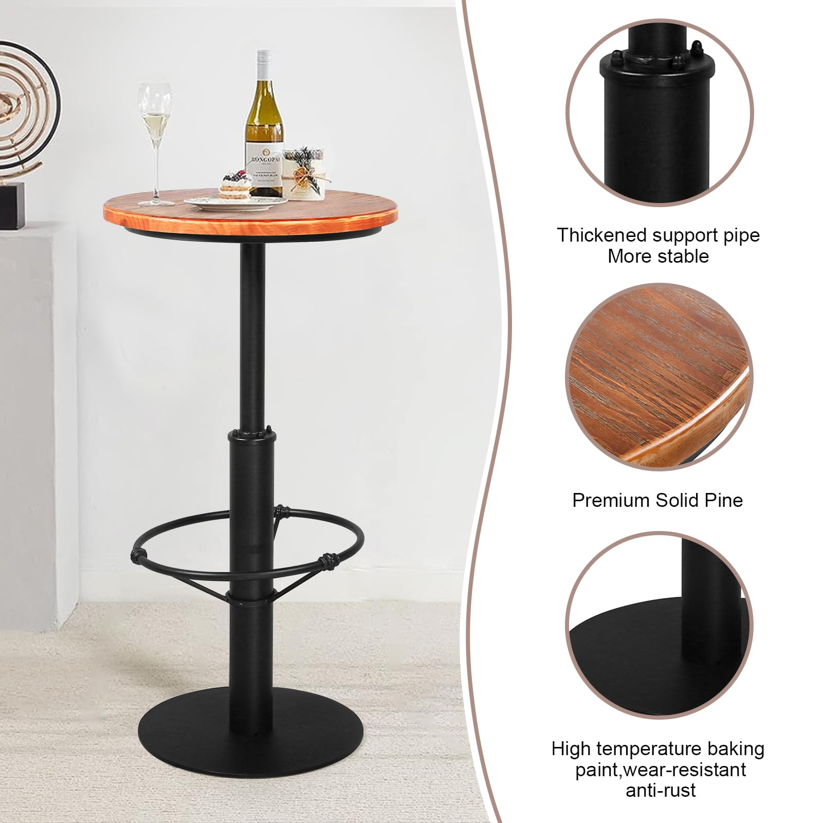 Industrial 3-Piece Pub Table Set with 2 Stools