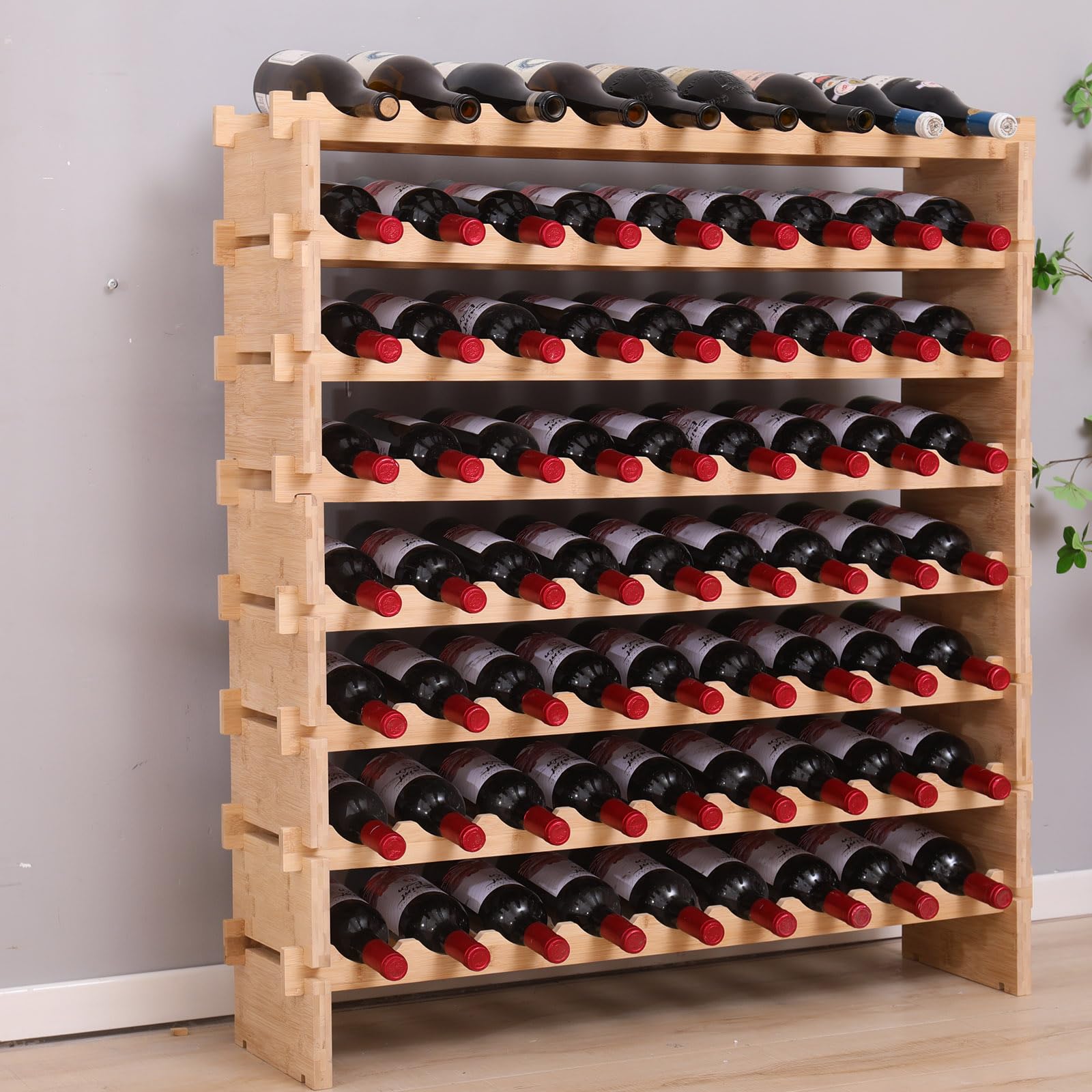 Bamboo Wine Rack – Stackable Floor Display