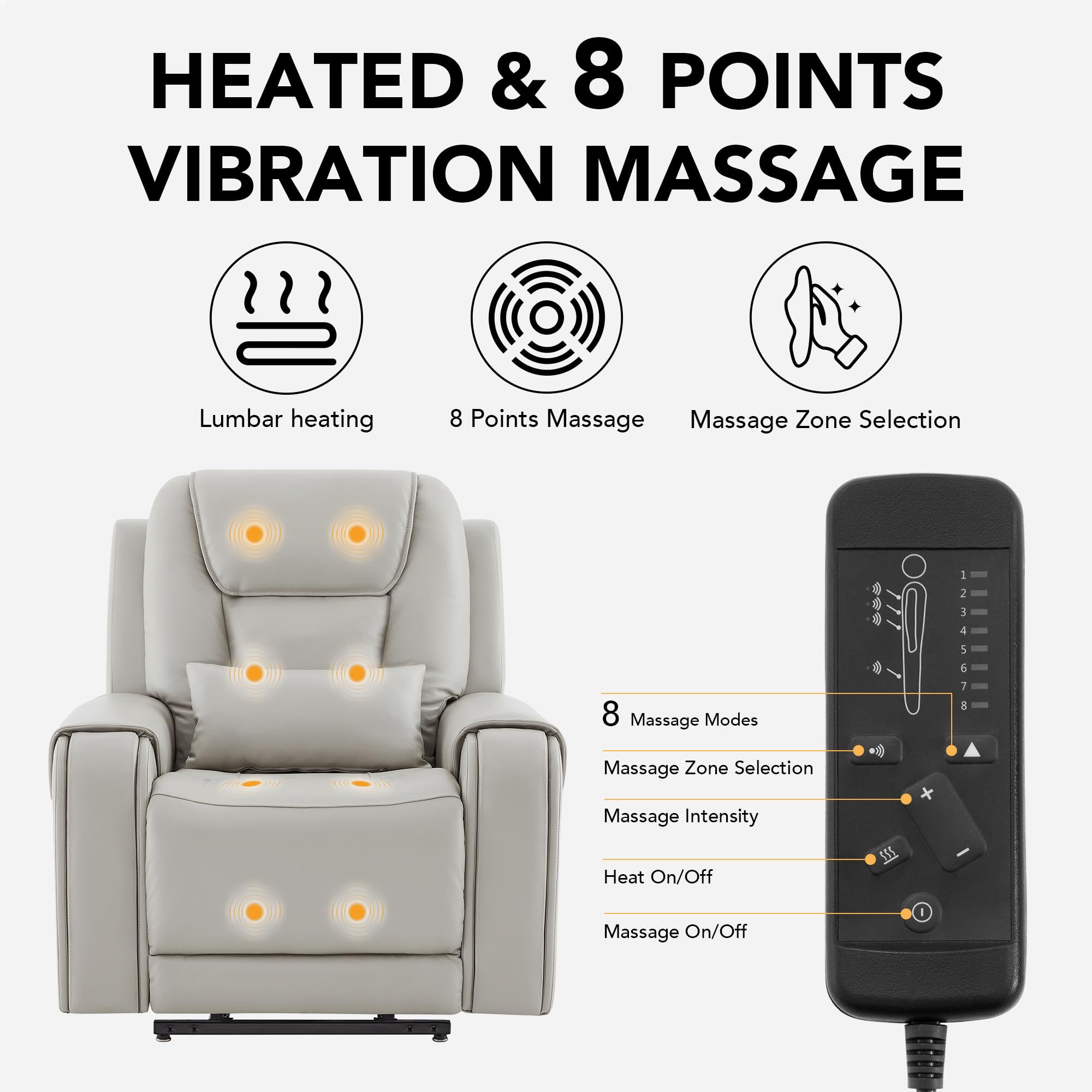 Power Lift Recliner Chair with Massage, Heat & Triple Motor