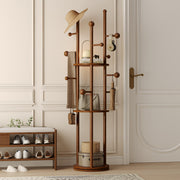 Rotating Wood Coat Rack with Shelves