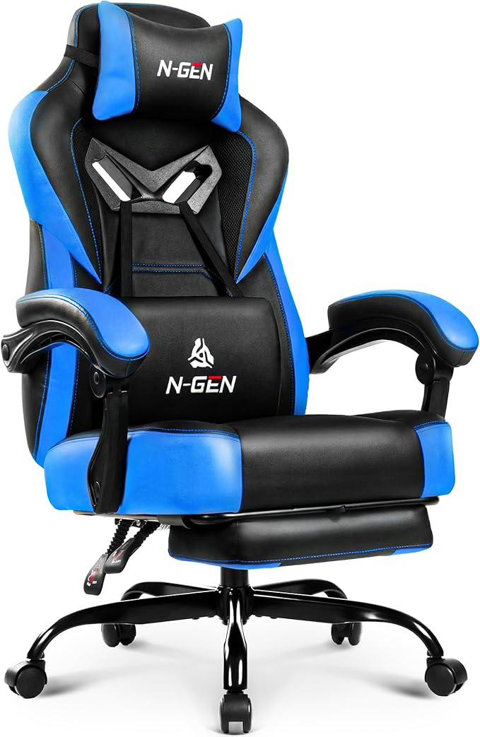 High Back Gaming Chair with Lumbar Support & Footrest
