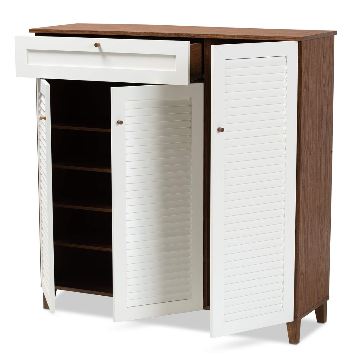 Baxton Studio Shoe Cabinets, White/Walnut