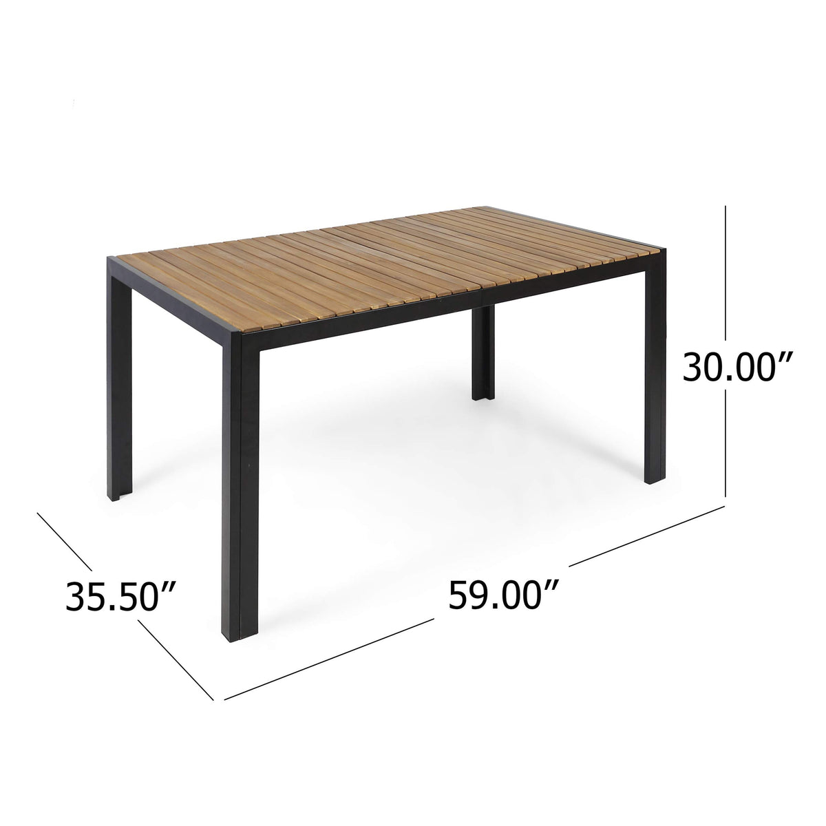 Christopher Knight Home Dining Table, Teak Finish + Black