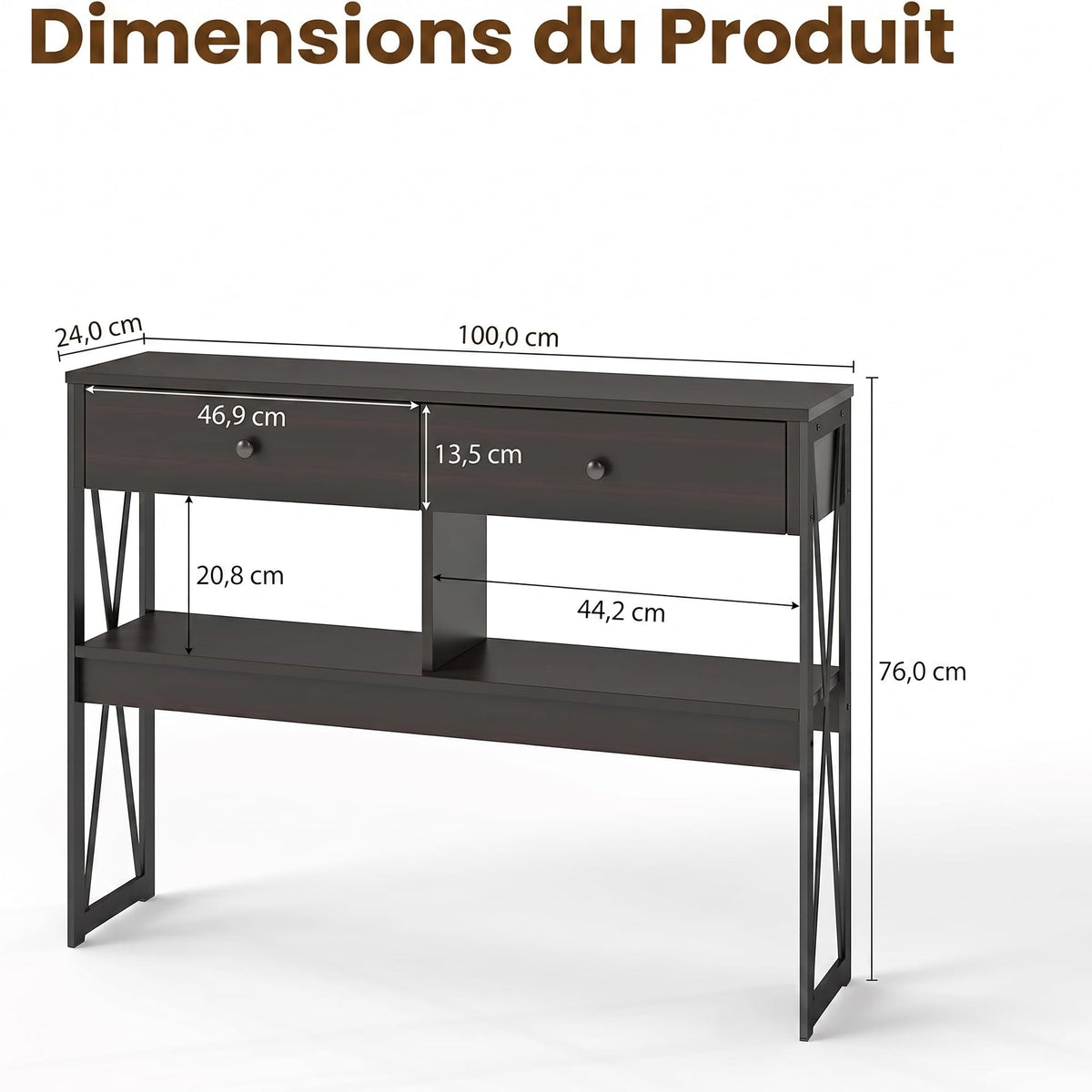 Narrow Console Table with Drawers