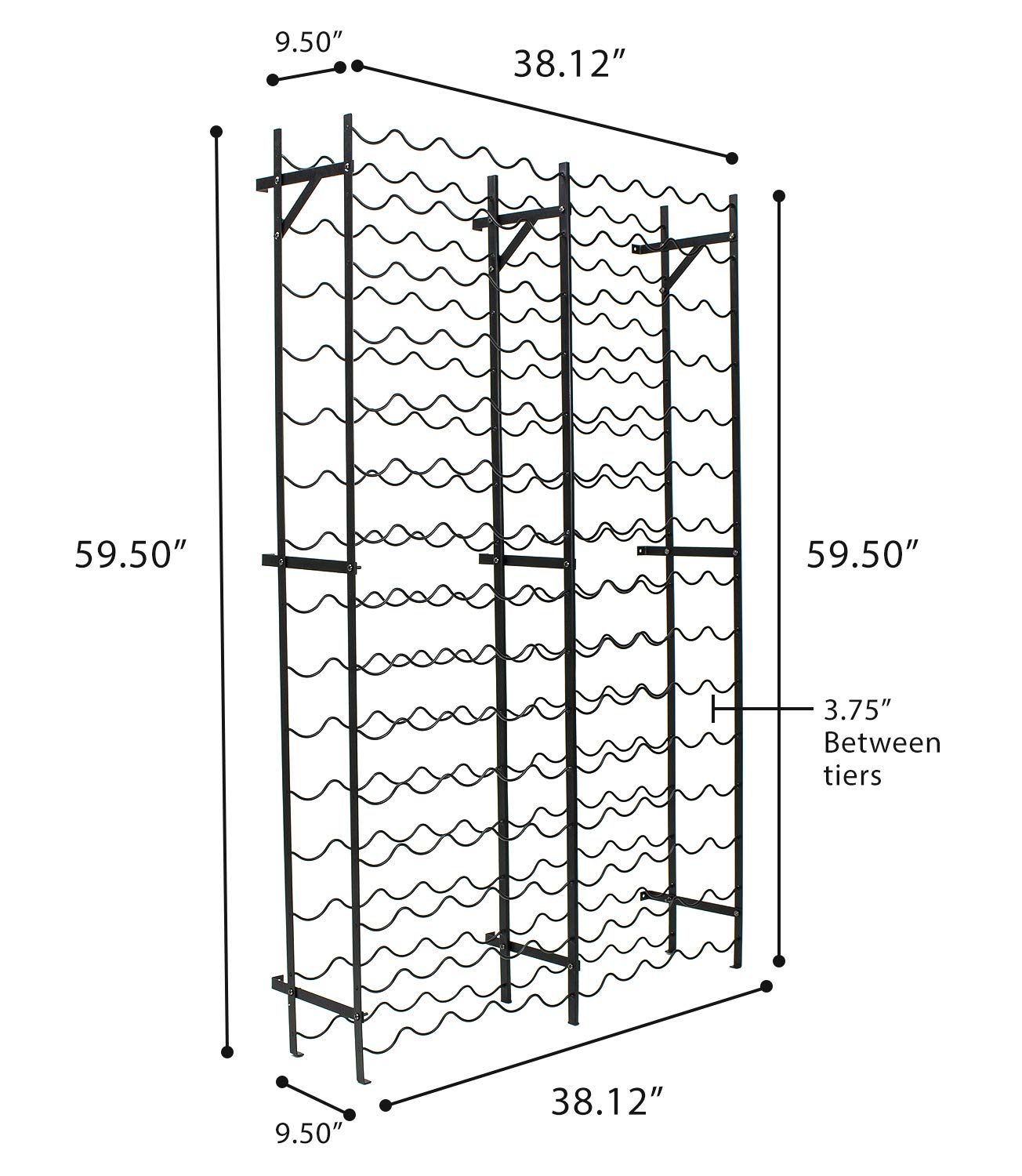 15-Tier Freestanding Wine Rack – 150 Bottle Capacity
