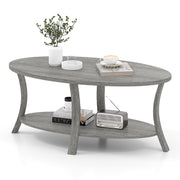 Gray Oval Coffee Table with Storage