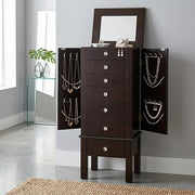 Jewelry Armoire with 6 Drawers, Necklace Hooks & Built-In Mirror