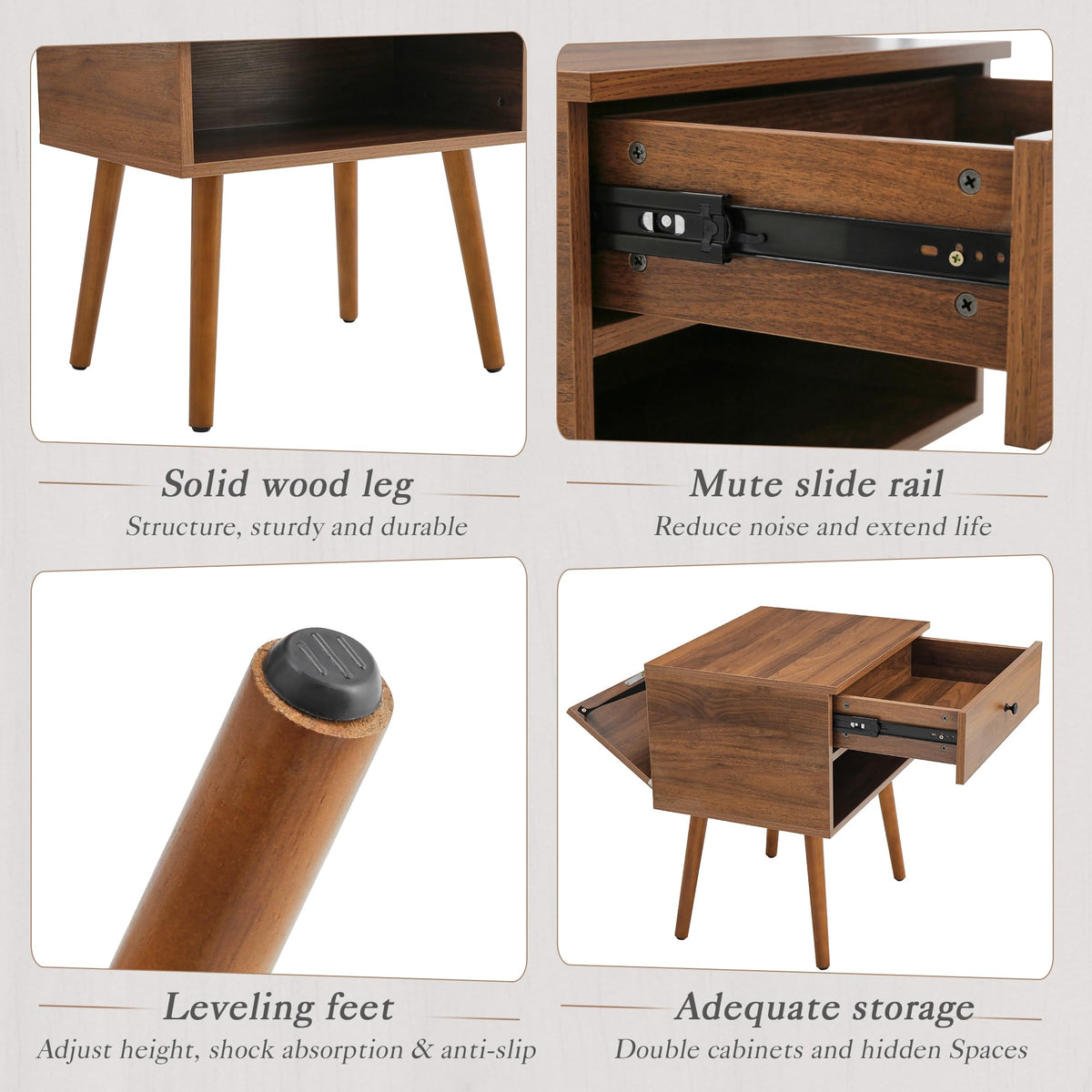 Walnut Hidden Compartment Nightstand