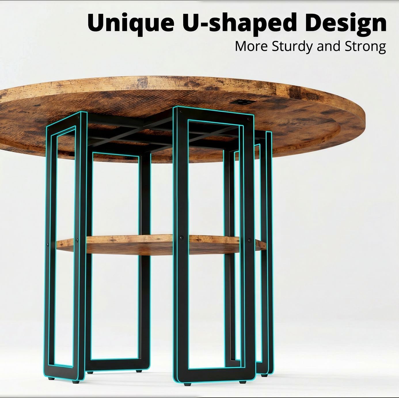 5-Piece Round Dining Table Set with 4 Chairs, 47"