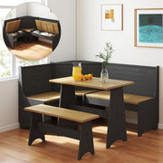 L-Shaped Corner Dining Set with Storage Bench