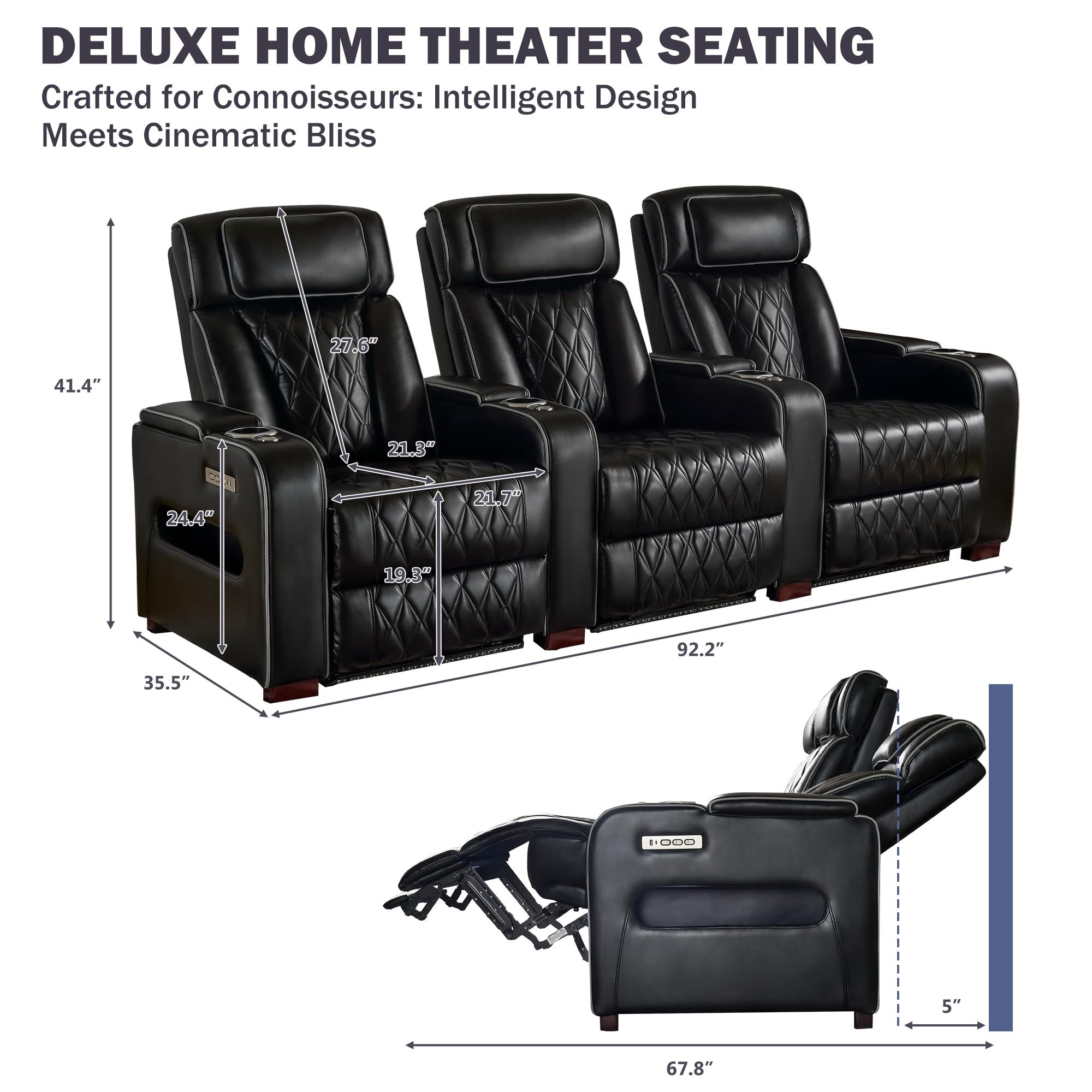 Power Reclining Home Theater Sofa