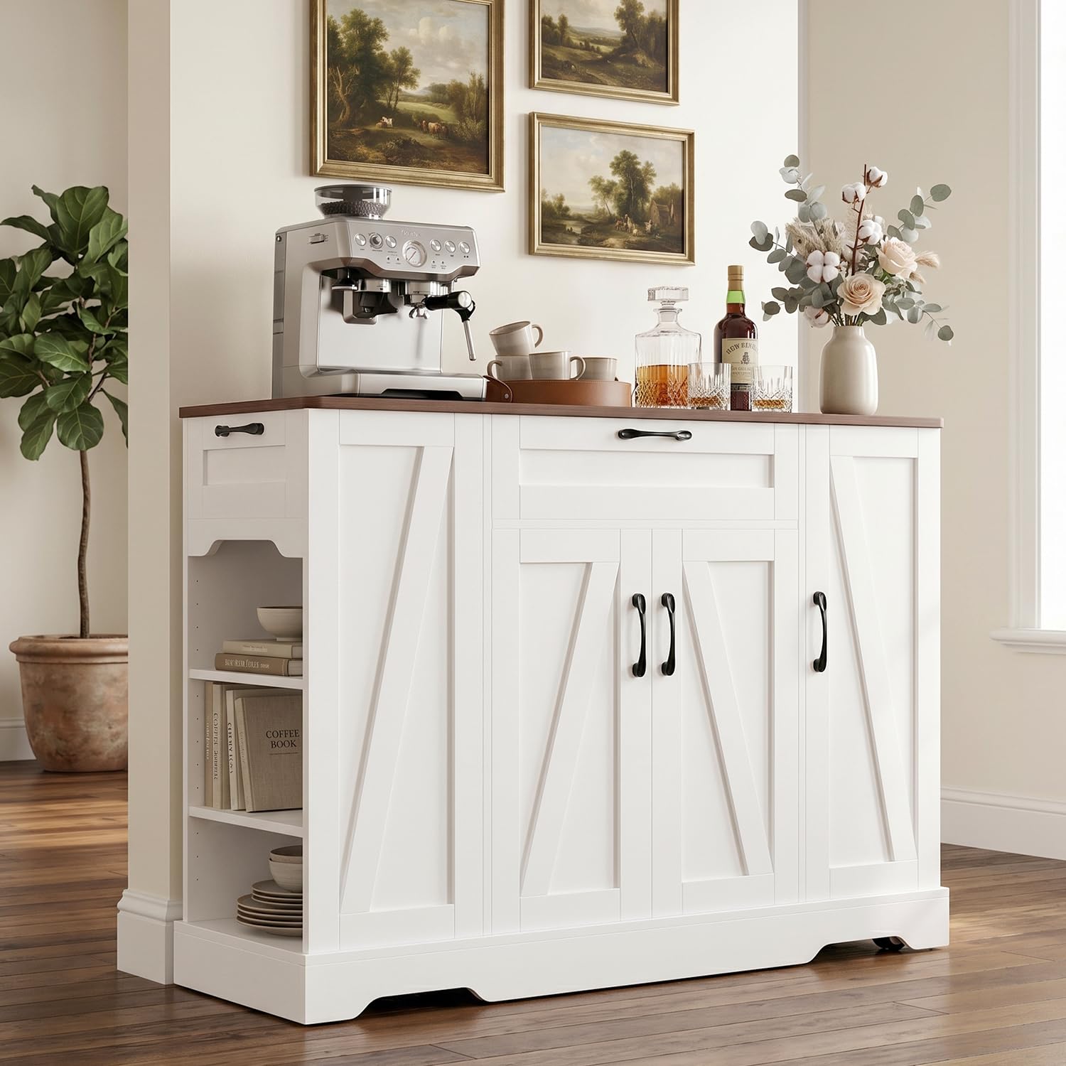 47" Rolling Kitchen Island Cart with Storage