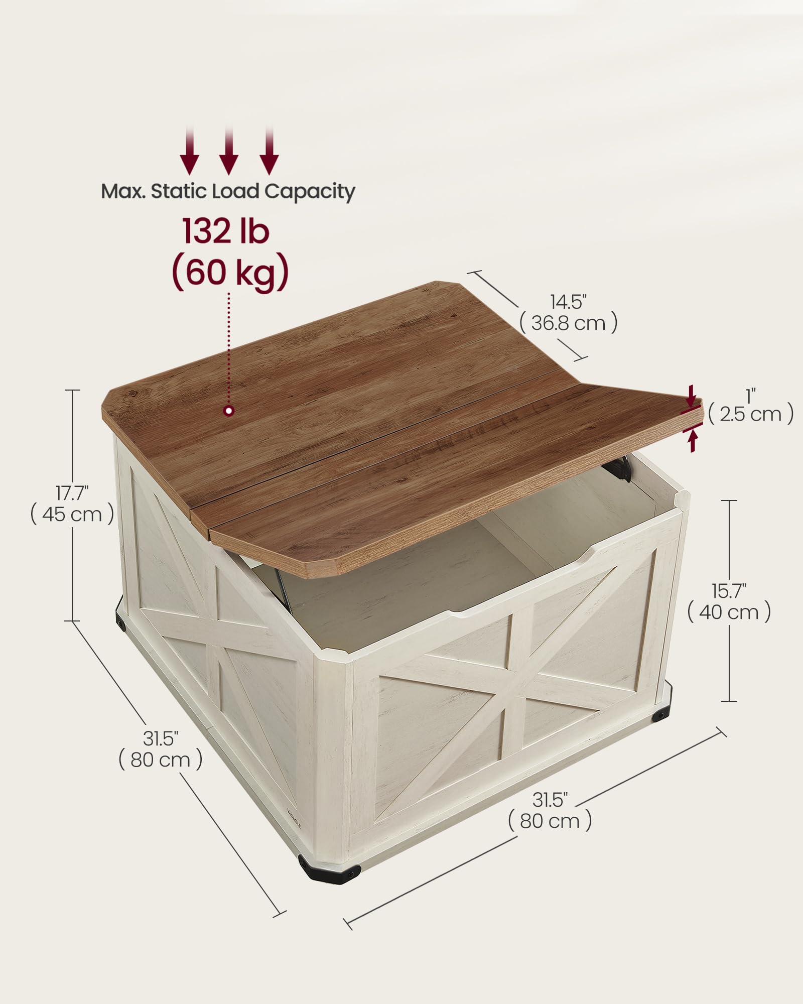 Farmhouse Lift-Top Coffee Table with Hidden Storage