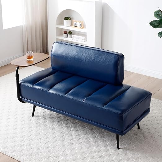 Faux Leather Loveseat with Swivel Tray