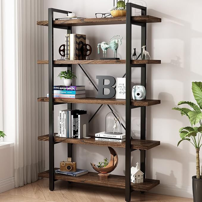 6-Tier Solid Wood Bookcase