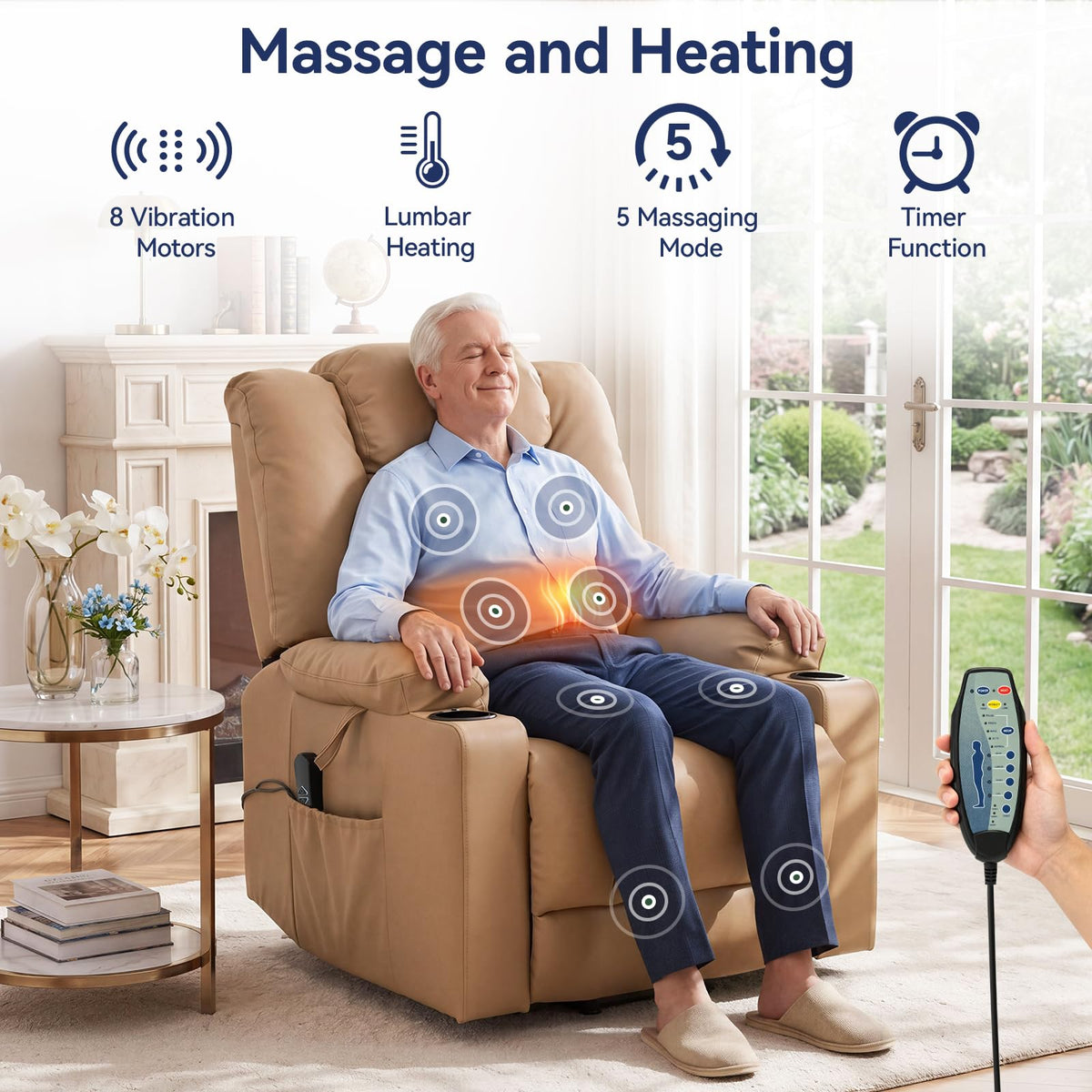 Brage Living Power Lift Recliner Chair for Elderly with Heat and Massage