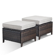 Outdoor Wicker Ottoman Set of 2