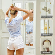 JanflyHome Armoire Wardrobe Closet, White Bedroom Armoires Cabinet with Mirror Door and 3 Drawers, 69.5" H Clothing Storage Cabinet with Hanging Rod & Sensor Light for Bedroom-Right
