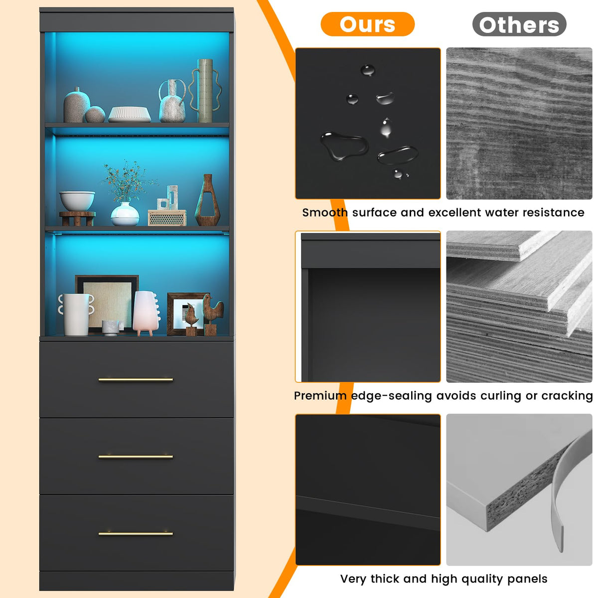 Tall Bookcase with Drawers
