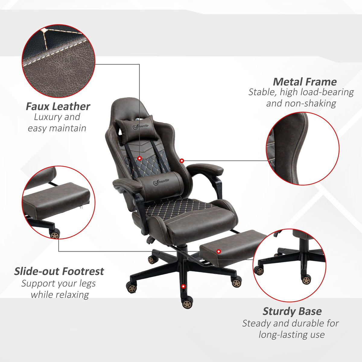 Brown Reclining Gaming Chair