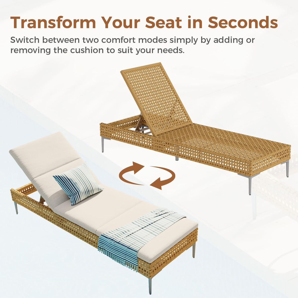 Adjustable Wicker Chaise Lounge