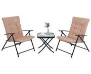 Nice C 3 Piece Patio Table & Chairs Set, Outdoor Bistro Set (Khaki)