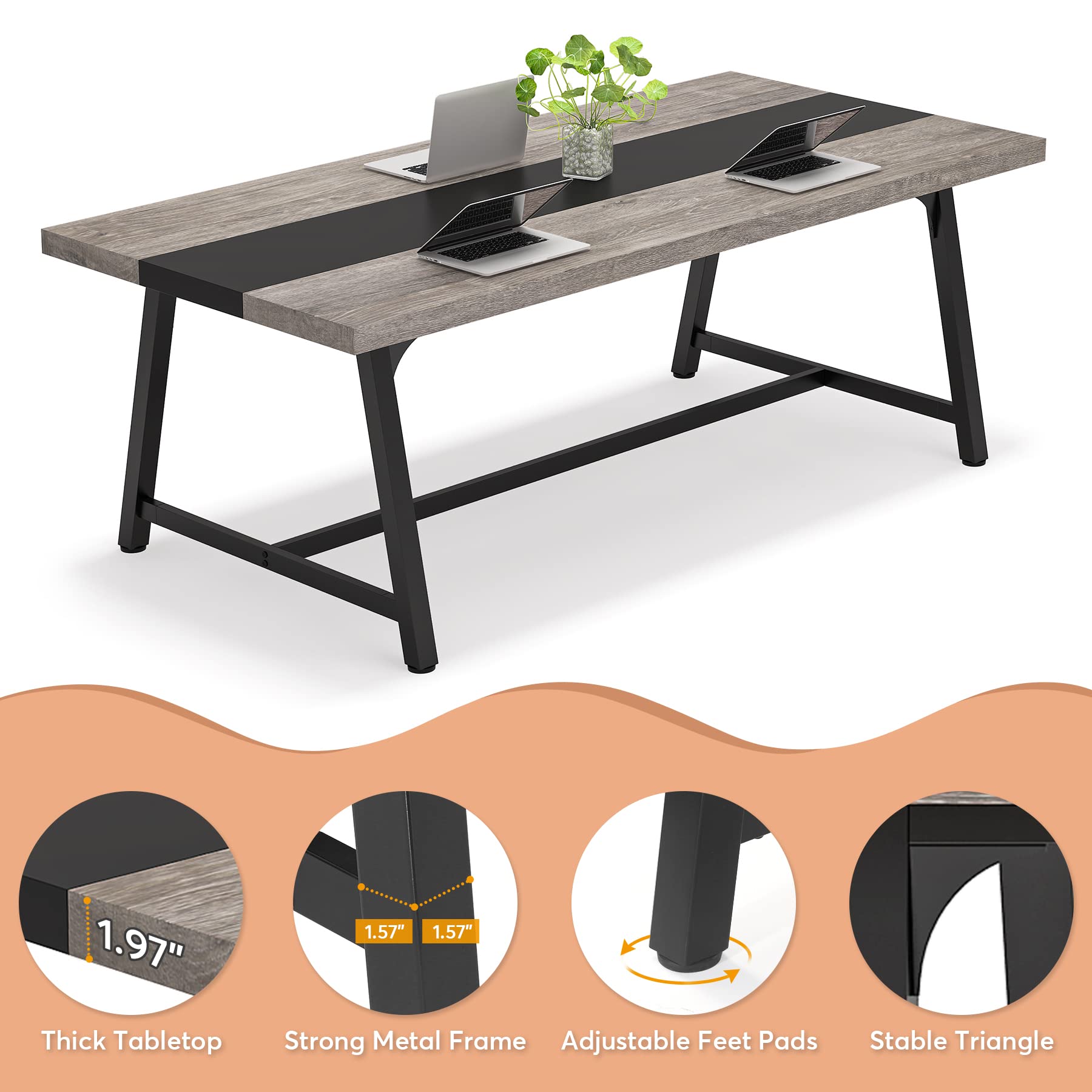 6FT Rectangle Conference Table for 6-8 People