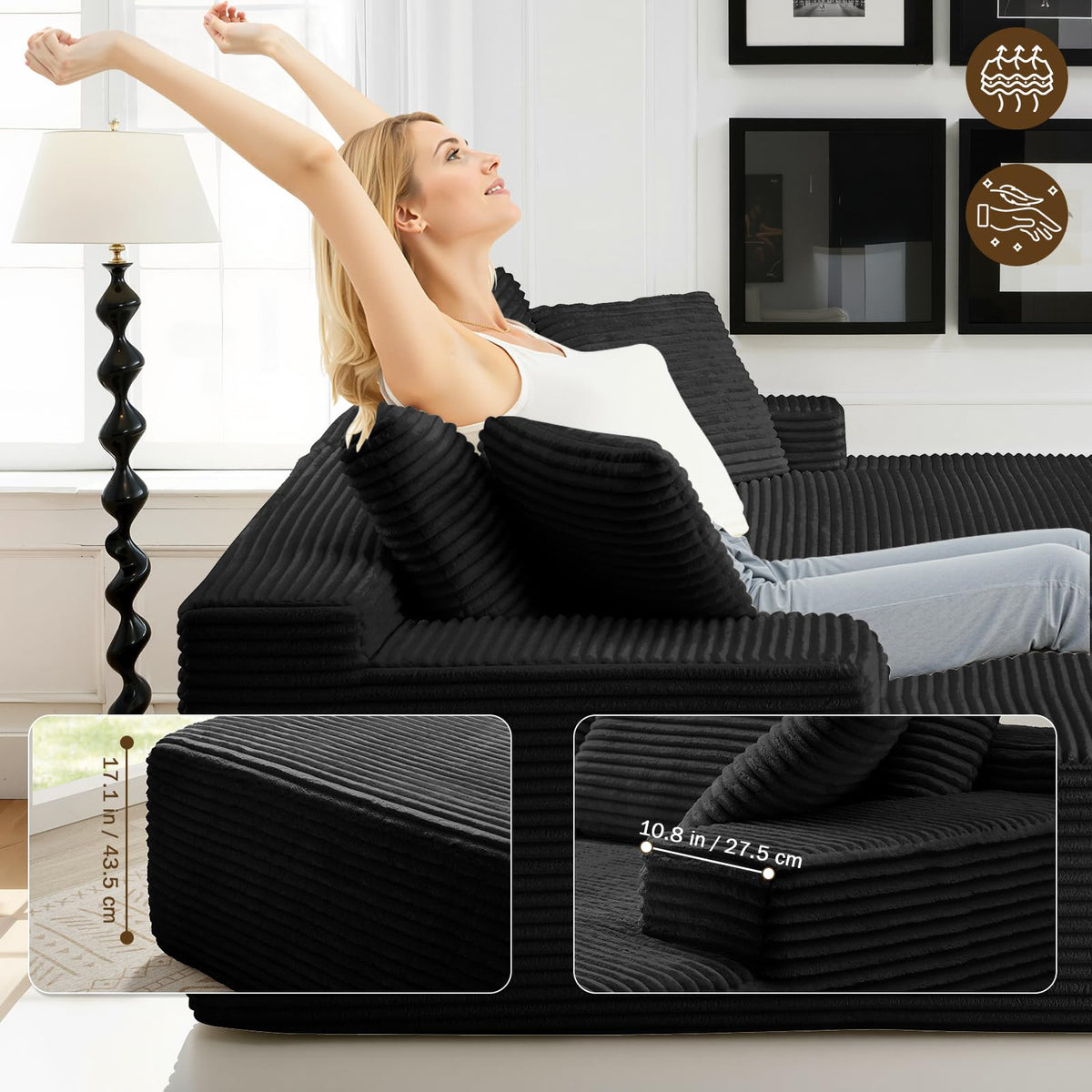 Corduroy Double Chaise Lounge