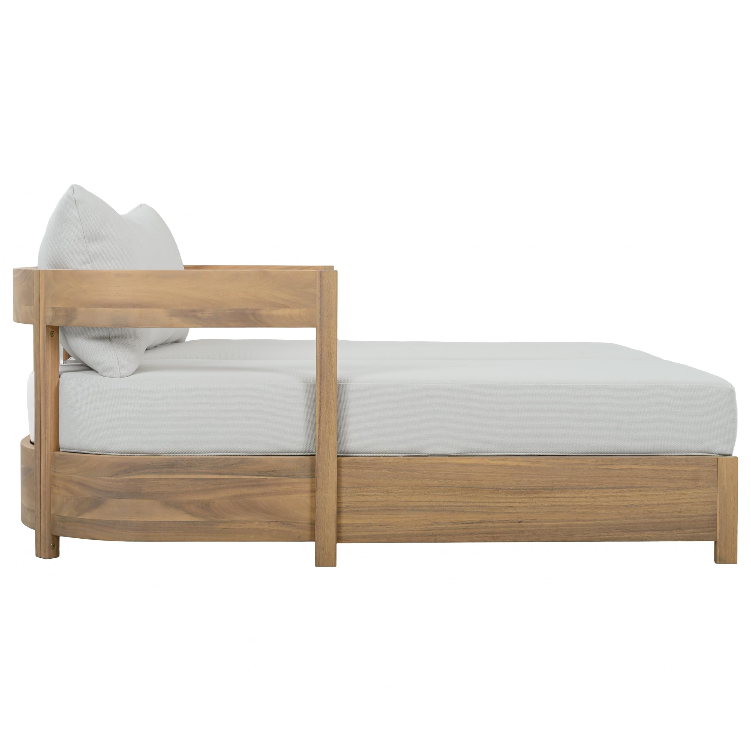 SAFAVIEH Outdoor - Kento Daybed - Oak Solid Wood & Ivory Cushion - Weather Resistant - Ideal for Deck, Patio, Backyard, 51.6" W x 63.4" D x 23.2" H (PAT7100B)