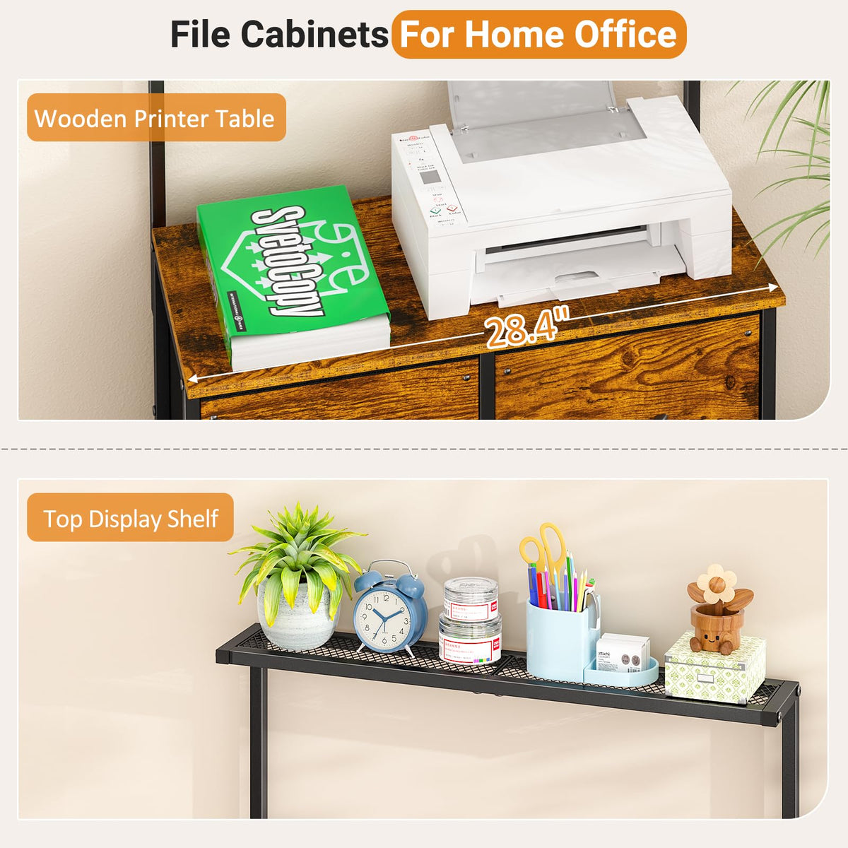 4-Drawer File Cabinet with Printer Stand