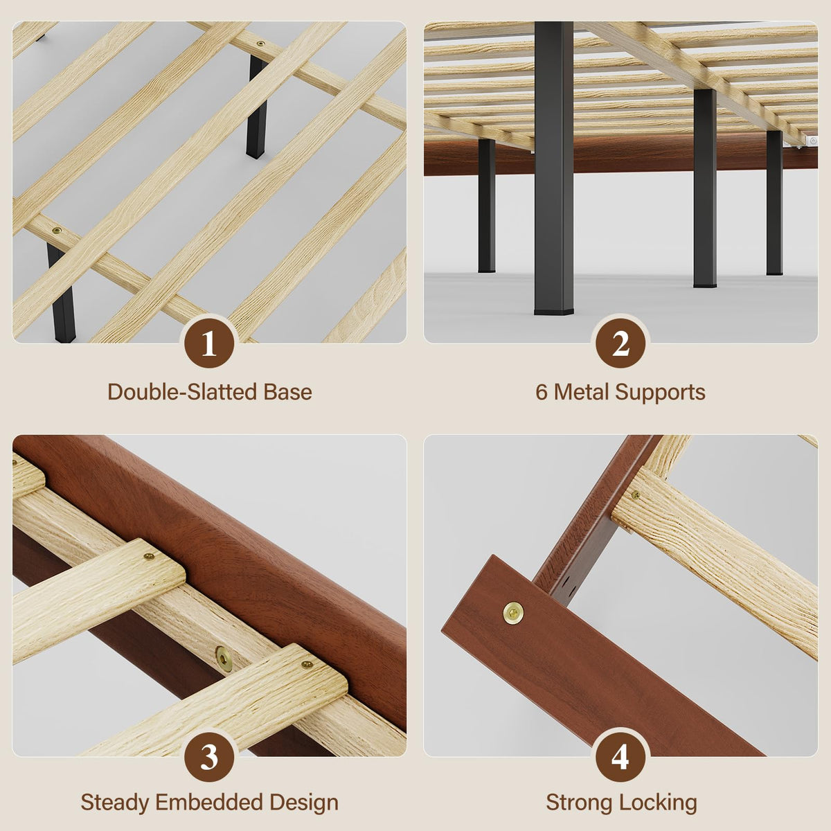 Queen Wood LED Platform Bed