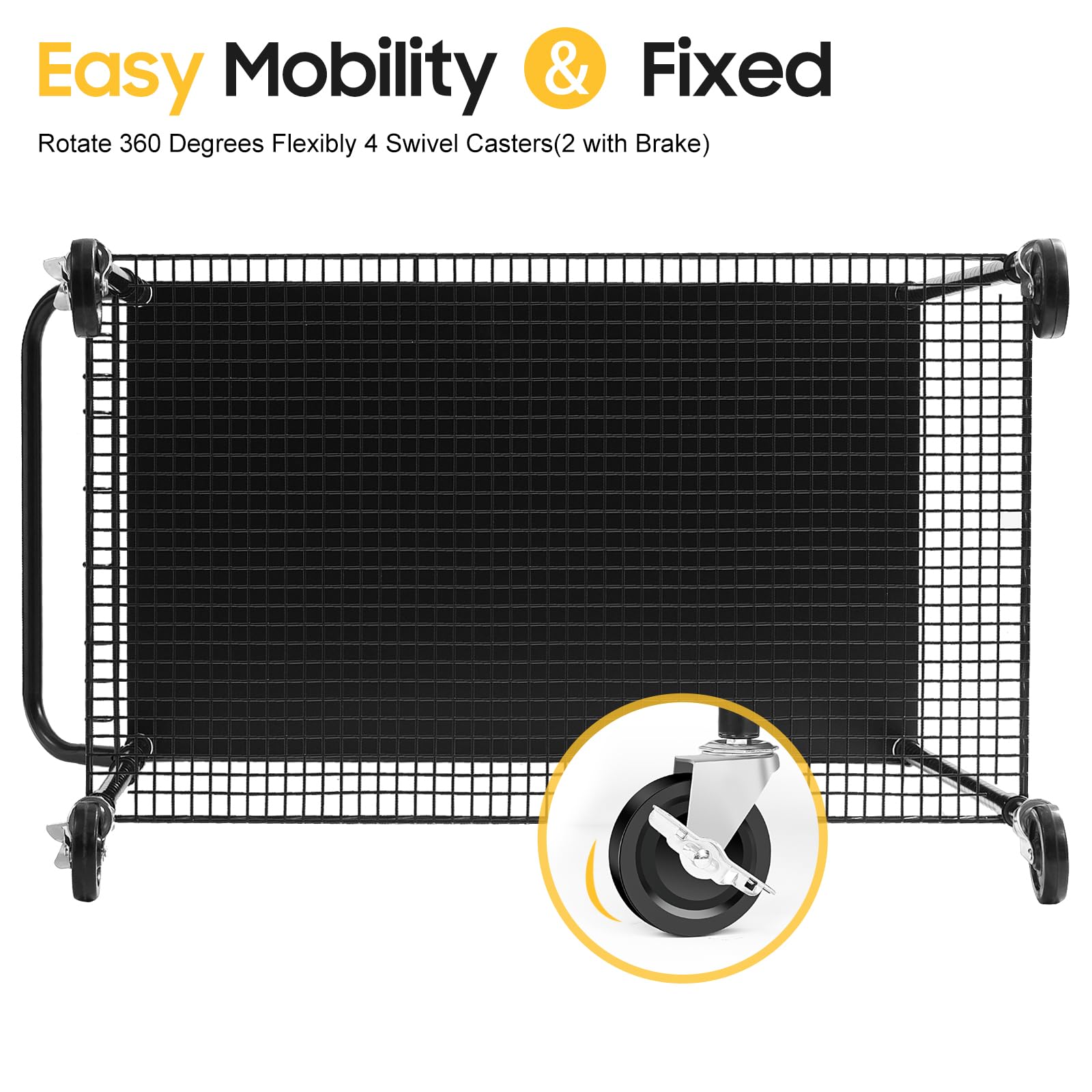 WDT 2-Tier Utility Cart with Wheels, Metal Cart with 1000LBS Capacity, NSF Heavy Duty Rolling Cart, Commercial Grade Serving Tool Storage Carts for Warehouse Garage Kitchen, 24"D x 40"W x 39"H, Black