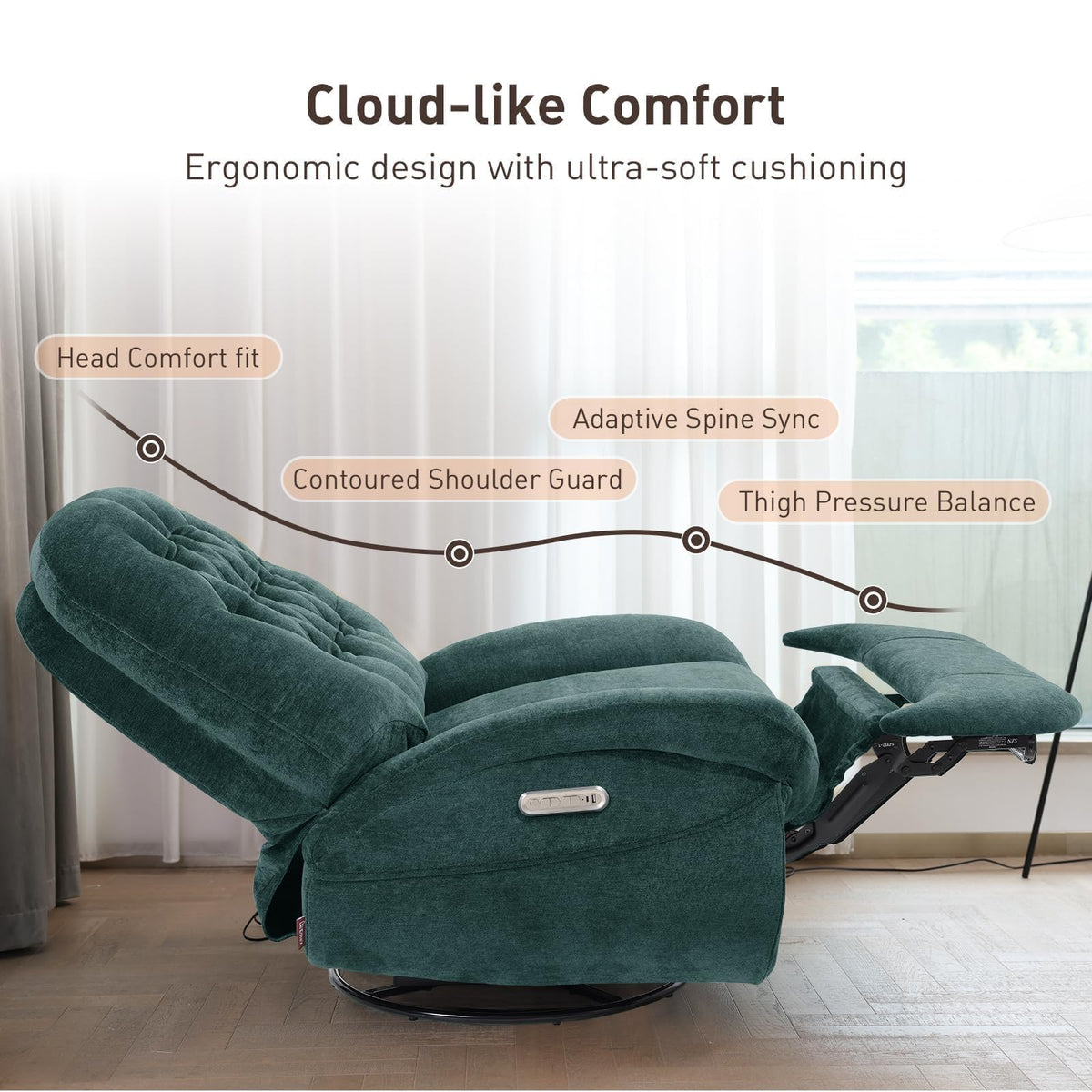 Green Power Swivel Rocker Recliner