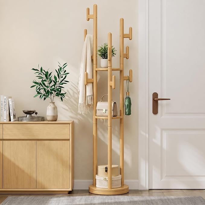 Rotating Wood Coat Rack