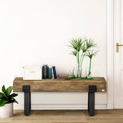 Rustic Concrete Outdoor Bench with Metal Legs