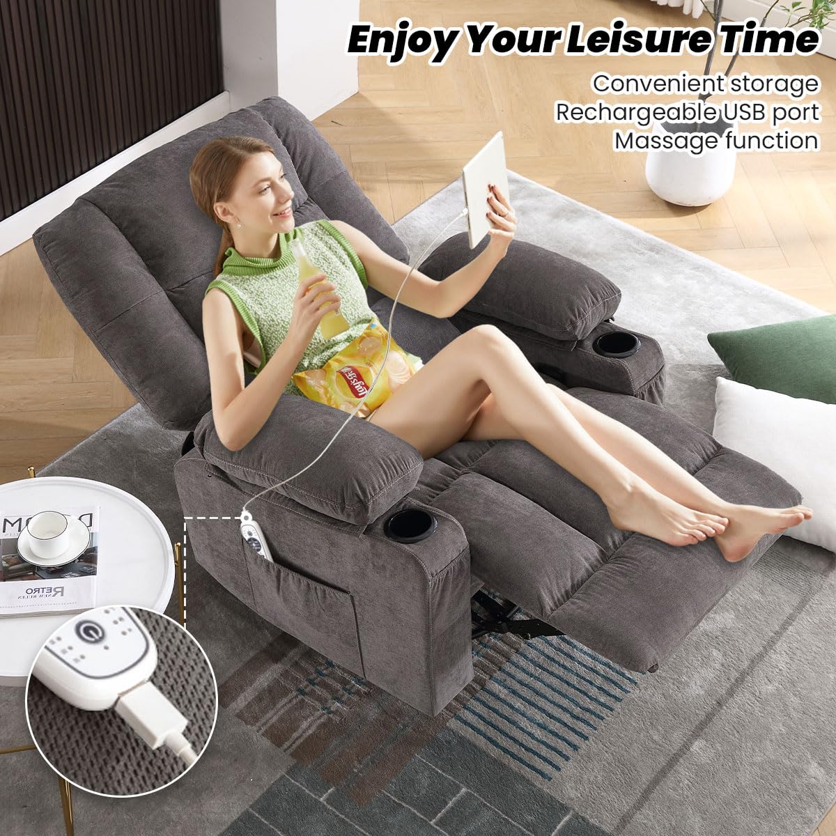 Heated Massage Swivel Rocker Recliner Chair
